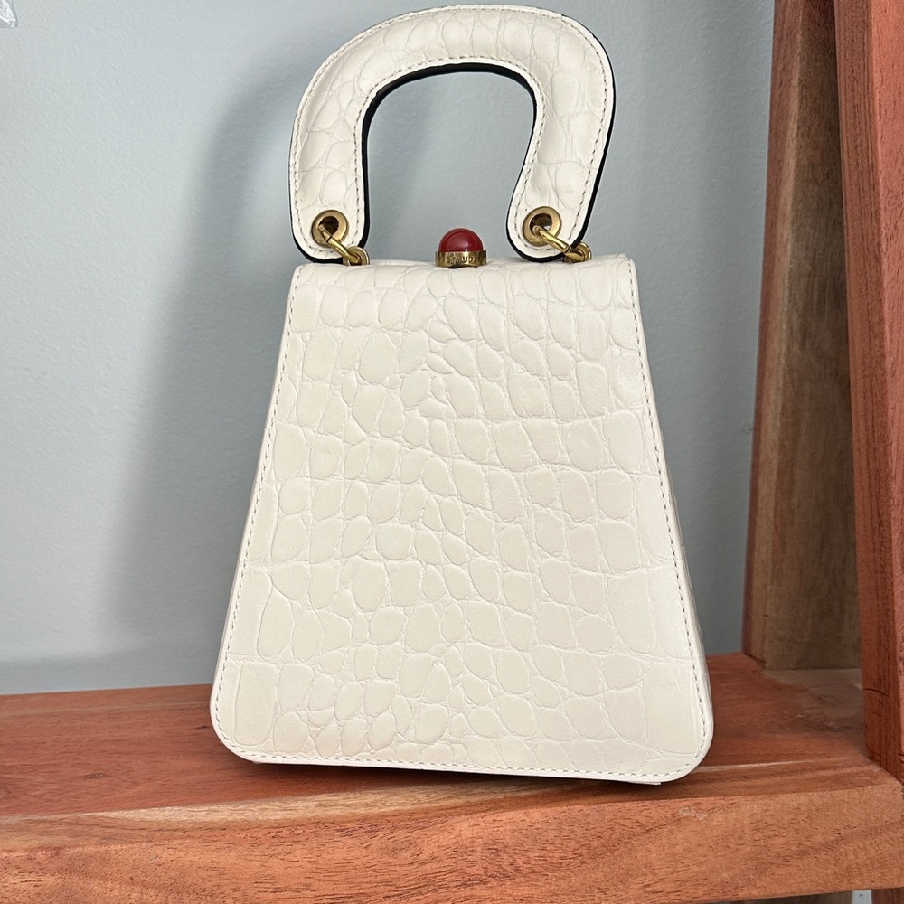 STAUD- Elegant Cream Crocodile-Embossed Handbag. Never used!